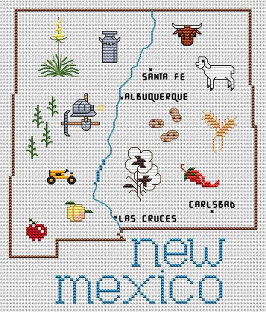 New Mexico Map 85w x 104h by Sue Hillis Designs