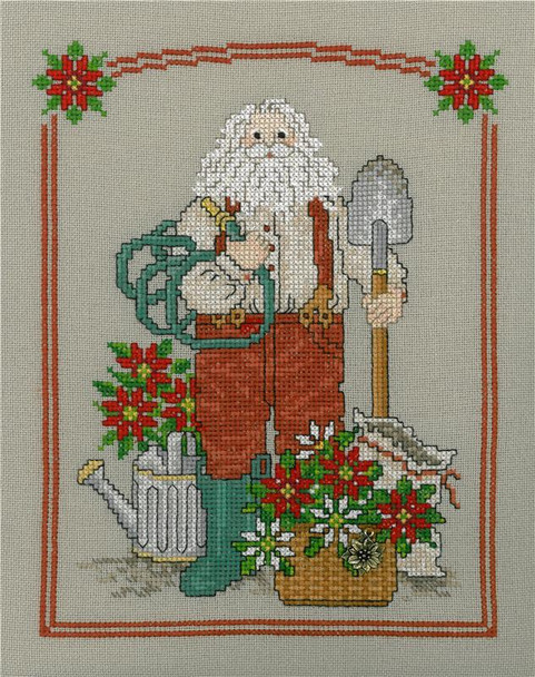 Poinsettia Santa 96w x 122h Sue Hillis Designs