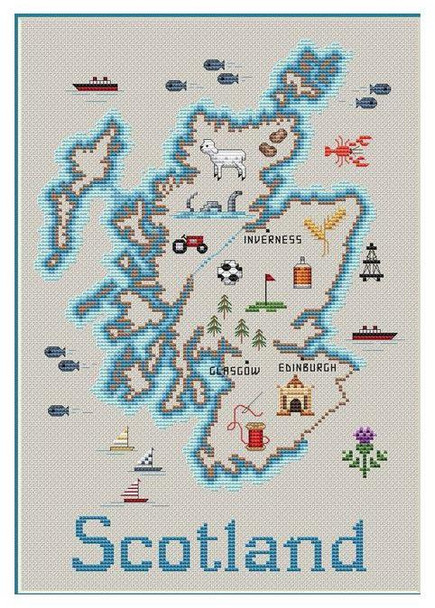 Scotland Map 107w x 154h by Sue Hillis Designs