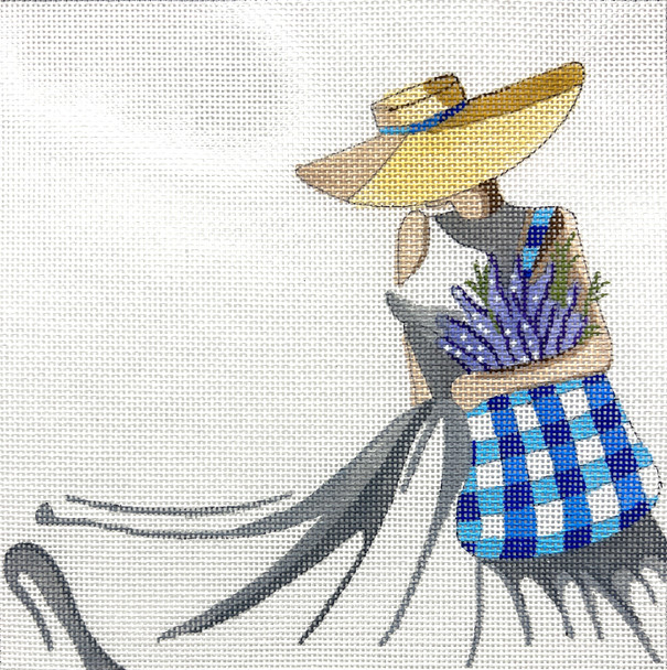 AP4743 GINGHAM BAG & LAVENDER 7 x 7 18 Mesh Alice Peterson Designs
