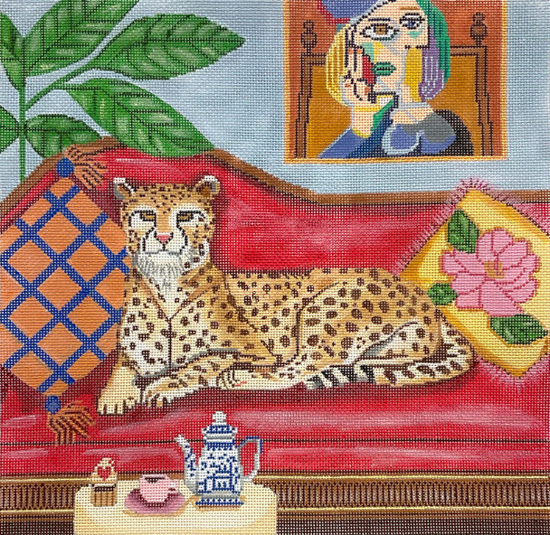 GEP399 PICASSO’S LOUNGING LEOPARD 11 x 11 18 Mesh Gayla Elliott