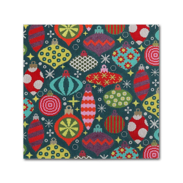 KR-PL 08 Xmas Ornaments 12” sq 18 Mesh Kate Rhees