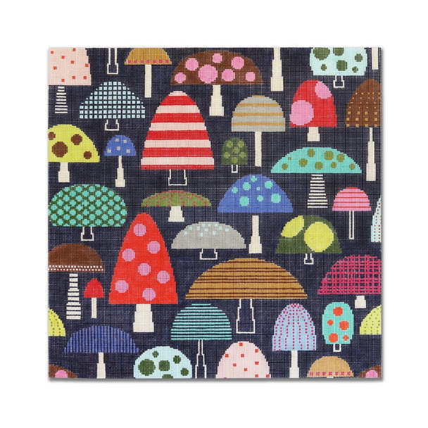 KR-PL 12 Fun Fungi 12” sq  18 Mesh Kate Rhees