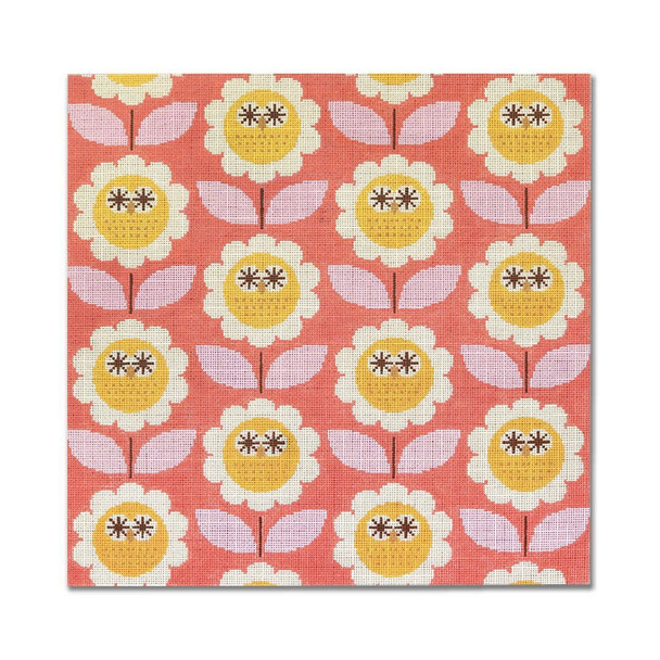 KR-PL 13 Owl Daisies 12” sq  18 Mesh Kate Rhees