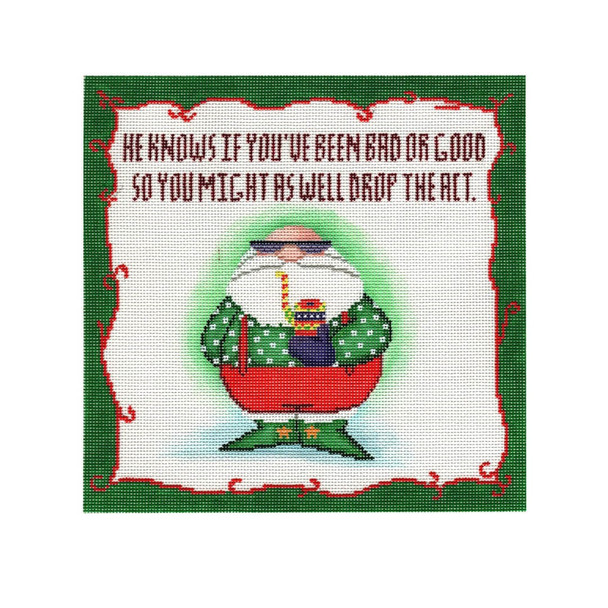 LEM-PL 23 Santa Drop the Act 8 x 7.75  18 Mesh Leslie Murray