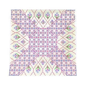 Pillow 907 Octagon Geometric with Flowers 14 x 14.25  13 Mesh Keep Your Pants On