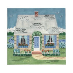 Pillow/Picture MBM-PL85 Beach Cottage 8.75” sq  18 Mesh Melinda B. McAra