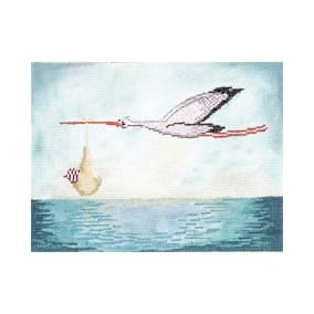 ML-PL 01 Stork w/Baby 8 x 6 18 Mesh Maya Lindberg