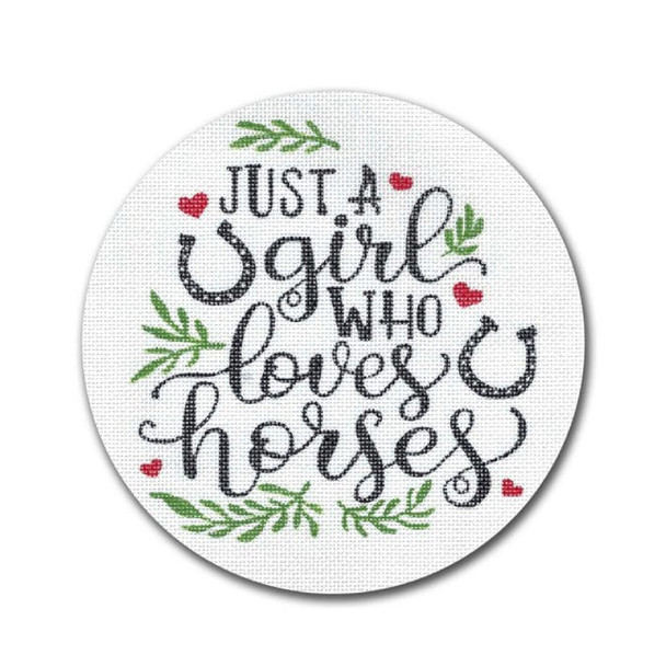 Saying PP-SS 11 Just a girl who loves horses 7 x 7 rd  18 Mesh Pink Petals