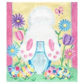 SS-PL 05 Bunny in Flower Pot 8 x 9  18 Mesh Simply Shelly