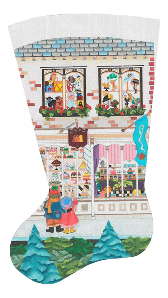 ED-17052 Santa’s Wishes & Dream Emporium I Stocking 18g, 13” x 22.5”  Dede's Needleworks