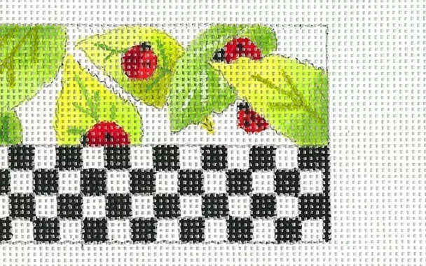 ED-17059 Ladybug Pin Cusion 18g, 3” x 6” rolled Dede's Needleworks