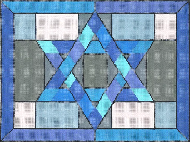 Tallis JT039 Mosaic Star Blue 13" x 10", 13 Mesh Two A T Design Judaic Designs by Tonya