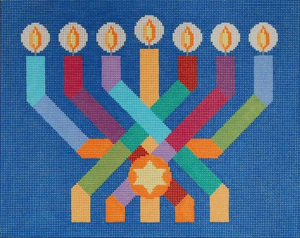 Tallis JT076 Ribbon Menorah 13" x 10", 13 Mesh Two A T Design Judaic Designs by Tonya