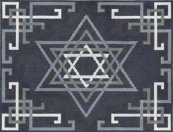 Tallis JT074S Woven Star Navy/Silver 13" x 10", 13 Mesh Two A T Design Judaic Designs by Tonya