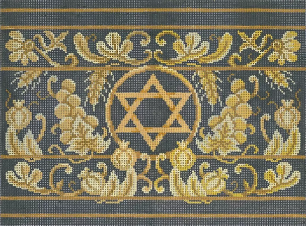Tallis JT080 Tapestry Star 13" x 10", 13 Mesh Two A T Design Judaic Designs by Tonya