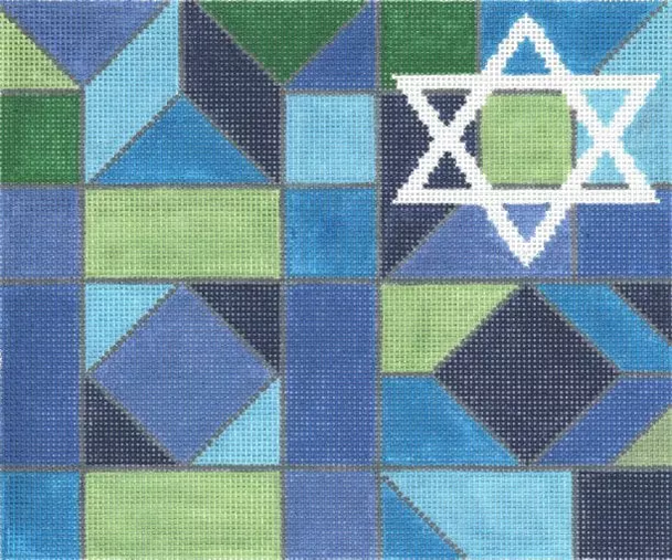 TEFILLIN JT023B Corner Star Blue 9.5" x 8" 13 Mesh  Two A T Design Judaic Designs by Tonya