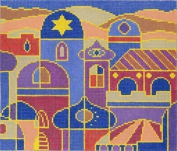 TEFILLIN JT081B Dusk City 9.5" x 8" 13 Mesh  Two A T Design Judaic Designs by Tonya