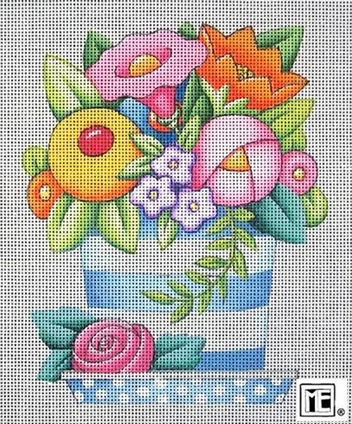 MEFL01-SG  Little Flower Pot With Stitch Guide 5 x 6.5 18 Count Mary Engelbreit