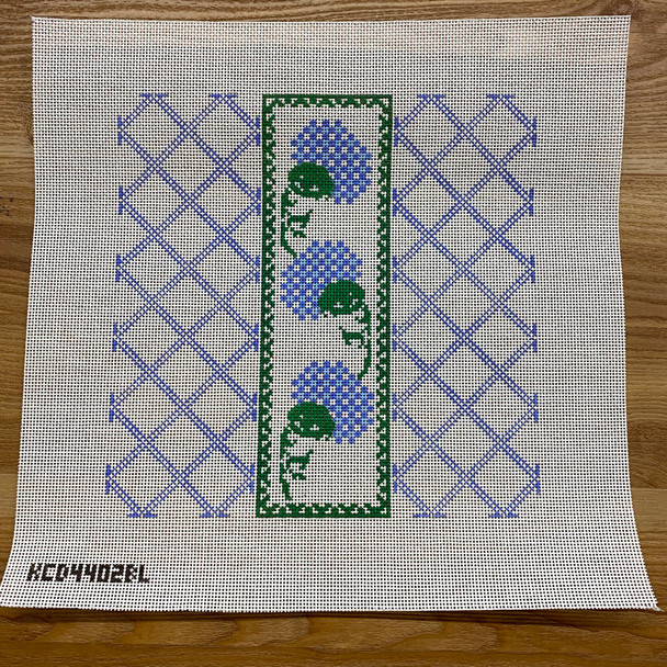 Gingham Blooms Blue 13 Mesh  10" square Little Stitches Needleworks KCD7106Y