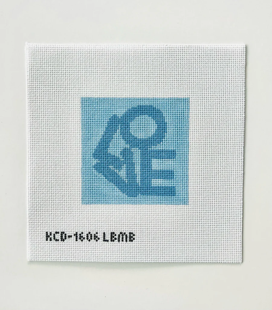 Blue and Blue Love Canvas Printed 4 1/2" Square 13 Mesh Lovevolve