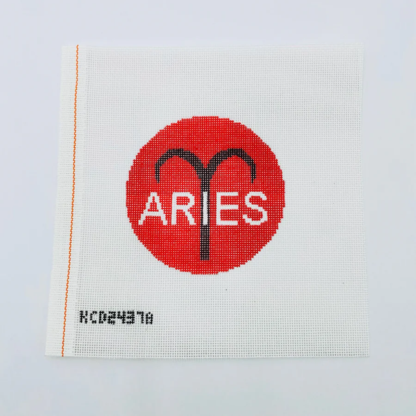 Aries Zodiac 18 Mesh 4" Round Moo Moo Designs