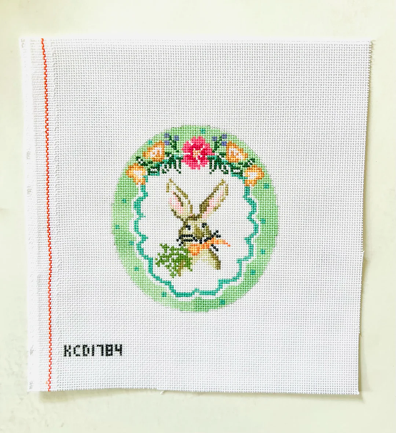 Pearly Gates Polka Dot Easter Vignette Bunny Oval 4" X 4 1/2" 18 Mesh