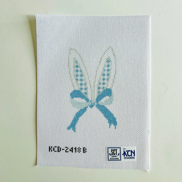 Gingham Bunny Ears Blue 3 1/2" X 6" 13 Mesh SCT Designs (KCN) KCD1488