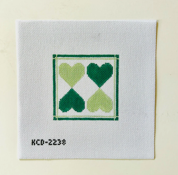 Green Hearts 4 1/2" Square 13 Mesh SCT Designs (KCN)