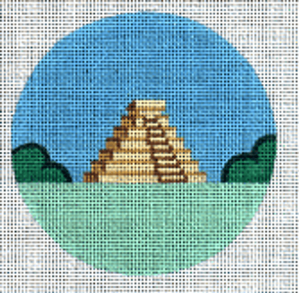 PP874AQ Mexico (Mayan Pyramid) 18 Mesh 4” ROUND Painted Pony Designs