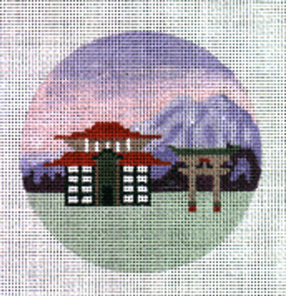 (PPD) PP874AW Japan (Mt. Fuji) 18 Mesh  4” ROUND Painted Pony Designs