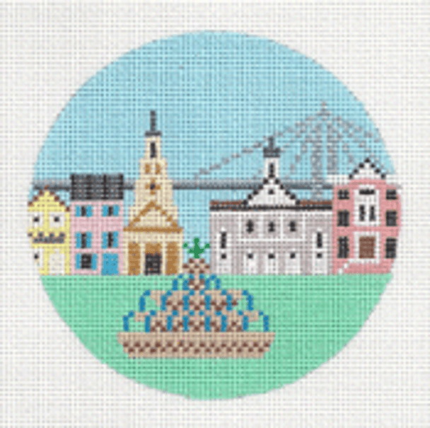 PP874DM South Carolina (cityscape) Charleston 18 Mesh 4” ROUND Painted Pony Designs