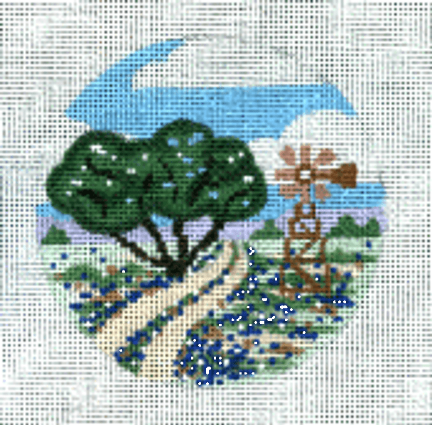 PP874BY Texas Hill Country (Landscape) 18 Mesh 4”  ROUND Painted Pony Designs