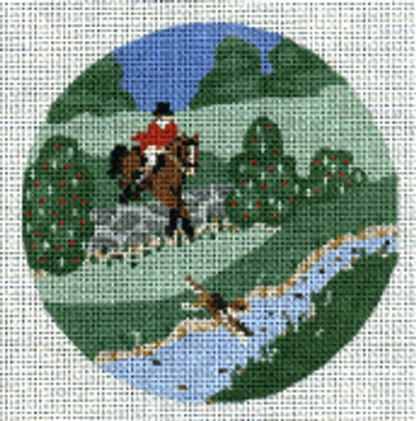 PP875AB Fox Hunt Scene 18 Mesh 5” round Painted Pony Designs