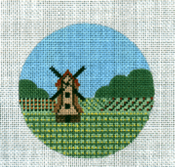 PP874AH Holland (Windmill) 18 Mesh  4” ROUND Painted Pony Designs