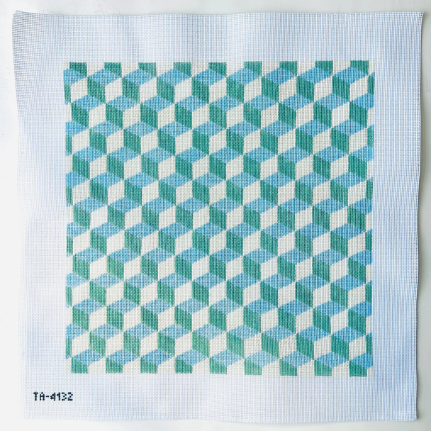 Large Blocks Blue/Olive/Cream 15" square 13 Mesh Thorn Alexander (KCN) TA4132