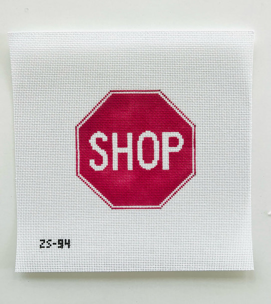 Shop Sign 4" X 4" 18 Mesh Ziggy Stitches ZS94