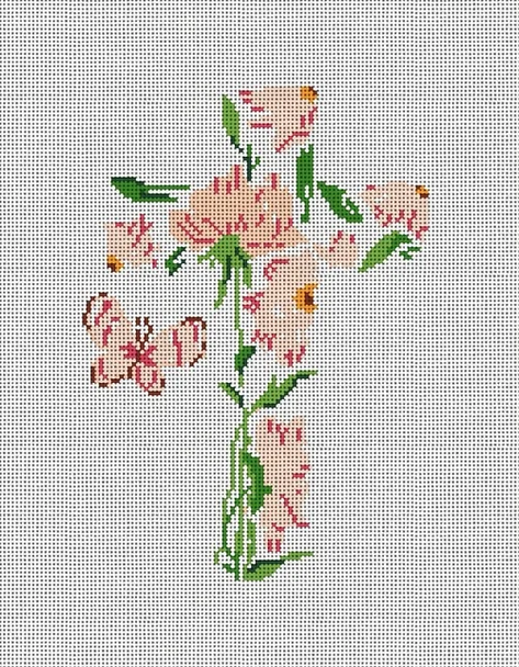 CM109 Floral Cross 11 5" x 7" 18 Mesh Camilla Moss
