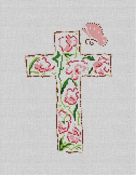 CM104 Floral Cross 6 5" x 7" 18 Mesh Camilla Moss
