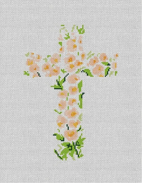 CM103 Floral Cross 5 5" x 7" 18 Mesh Camilla Moss