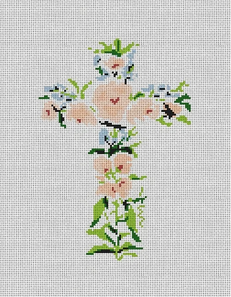 CM99 Floral Cross 1 5" x 7" 18 Mesh Camilla Moss