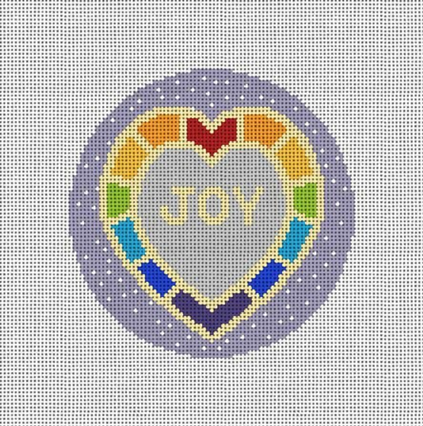 HPNP01 Joy Rainbow Heart 4x4” 18 Mesh Heather Parrish