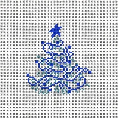 MCD30 Blue and white tree 4" x 4" 13 Mesh Mary Cam Designs