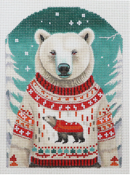 Christmas CO-25d Polar Bear 1  4" x 6" 18 Mesh Lani Enterprises