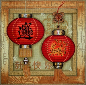 Asian 699 Red Lanterns 14 x 14" 18 Mesh Lani Enterprises
