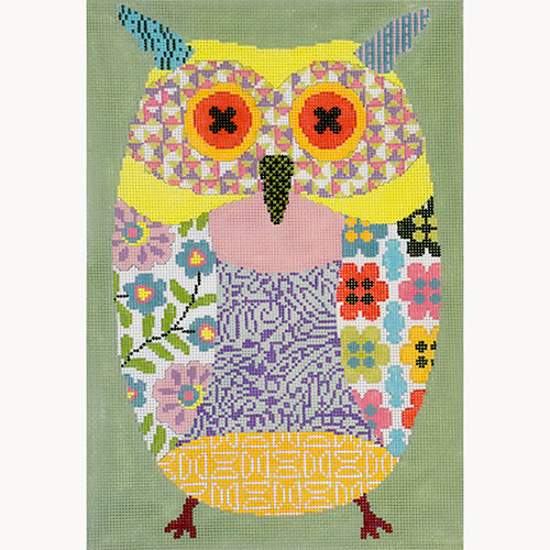 KB 1455-13 - Patchwork Owl - Oscar 9.25" x 13.25" 13 Mesh Kirk And Bradley Designs
