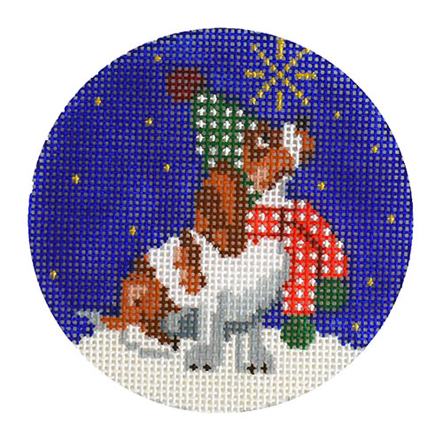 KB 1537 Midnight Basset Hound Round 3.5" Round 18 Mesh Kirk And Bradley Designs