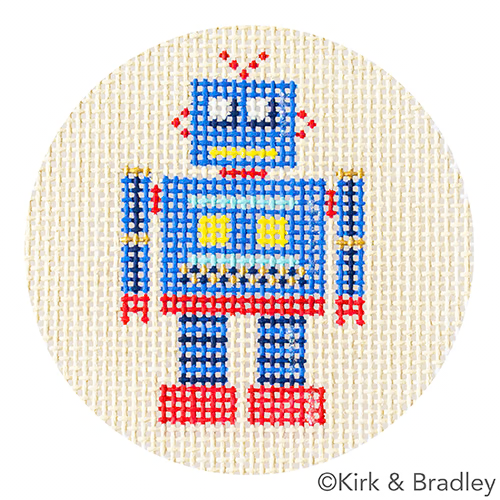 KB 1567 - Advent Ornaments - Robot  2.5" Round 18 Mesh Kirk And Bradley Designs