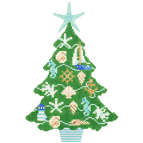 KB 1612 - Beach Tree 4.25" x 6.5" 18 Mesh Kirk And Bradley Designs