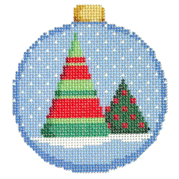 NTG TS298 - Striped Tree Bauble Ornament 3.5" x 3.25" 18 Mesh Two Sisters Designs